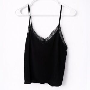 Elegant Black Lace Trim Cami Top